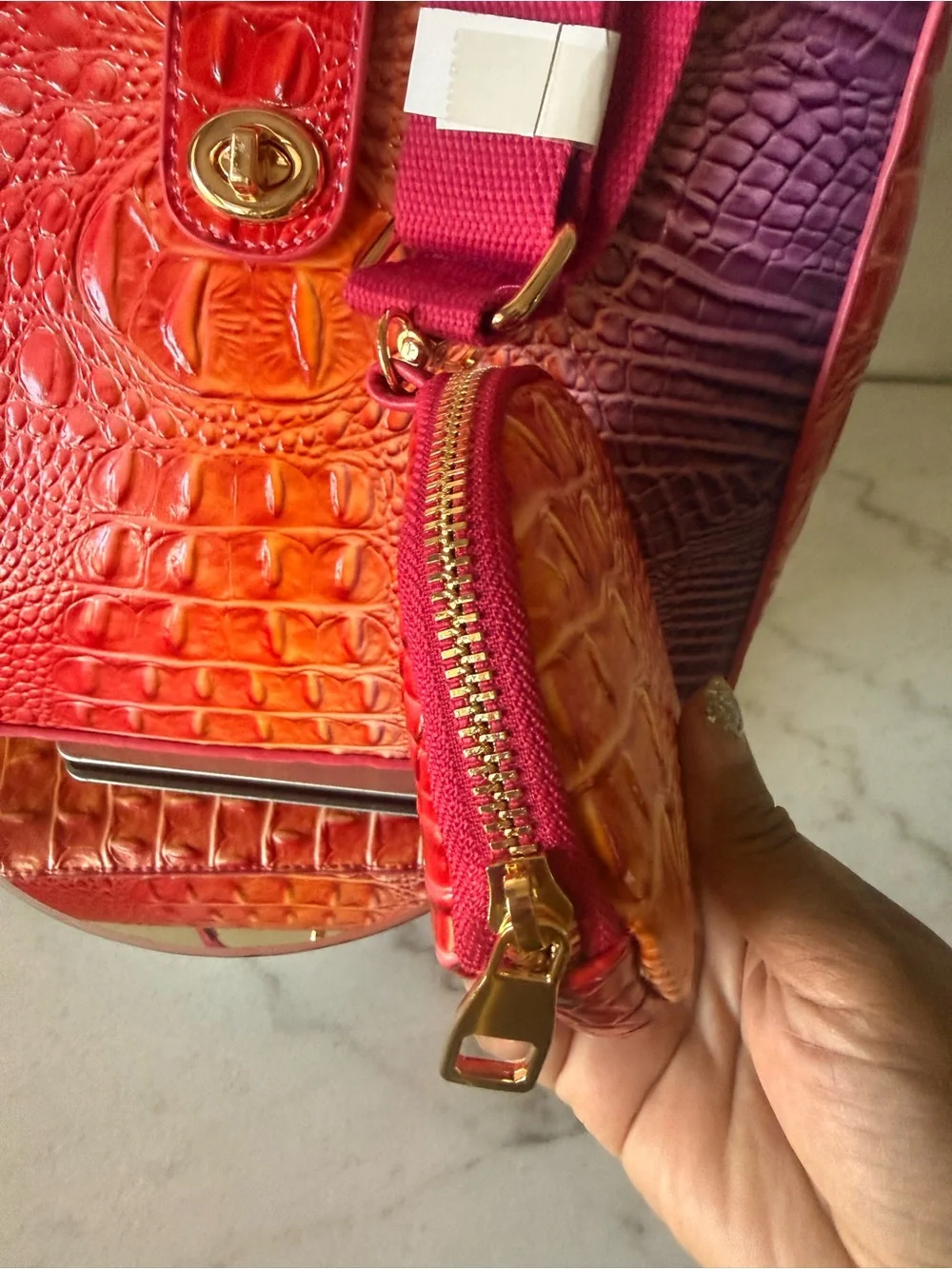 Zou Bisou Faux Croc Embossed Crossbody Bag w/Matching Pouch-NWT!! - Picture 6 of 11